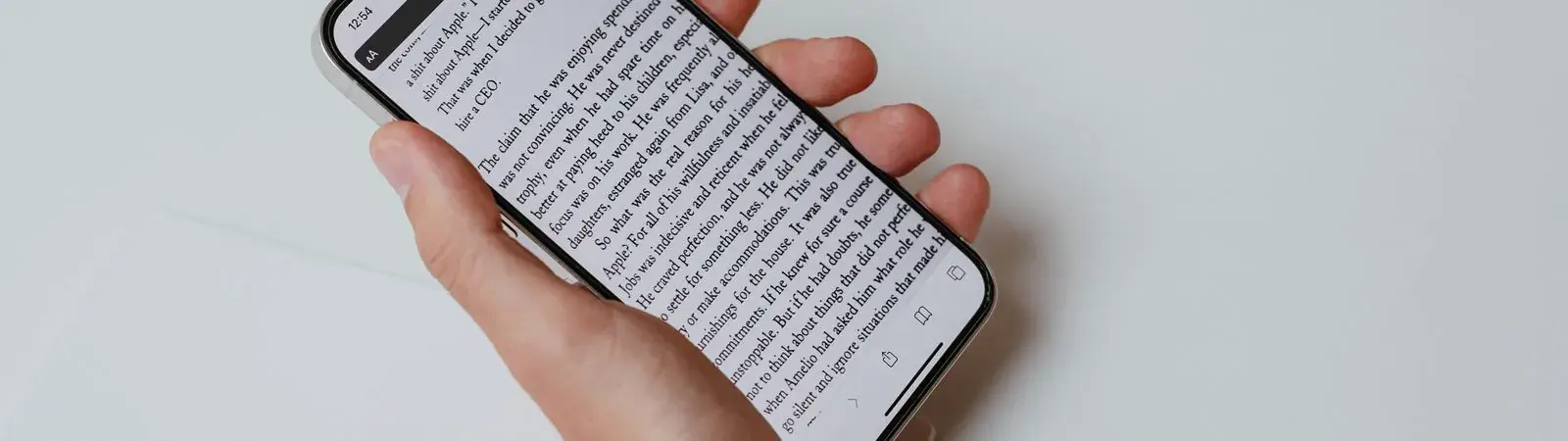 Reading a help article on a phone