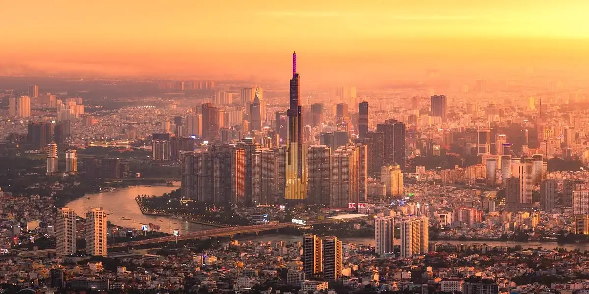Ho Chi Minh City skyline at sunset, Vietnam